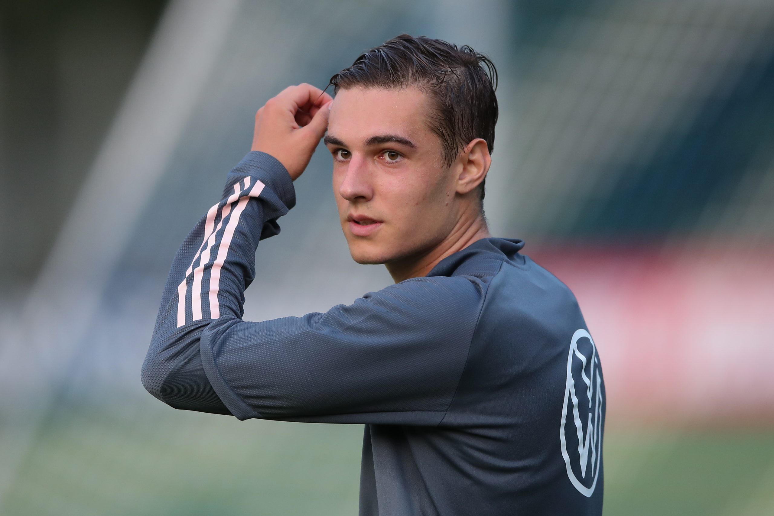 STUTTGART, GERMANY - AUGUST 31: Florian Neuhaus of Germany looks on during a training session at ADM-Sportpark on August 31, 2020 in Stuttgart, Germany. Germany will face Spain in their UEFA Nations League group stage match on September 3, 2020.