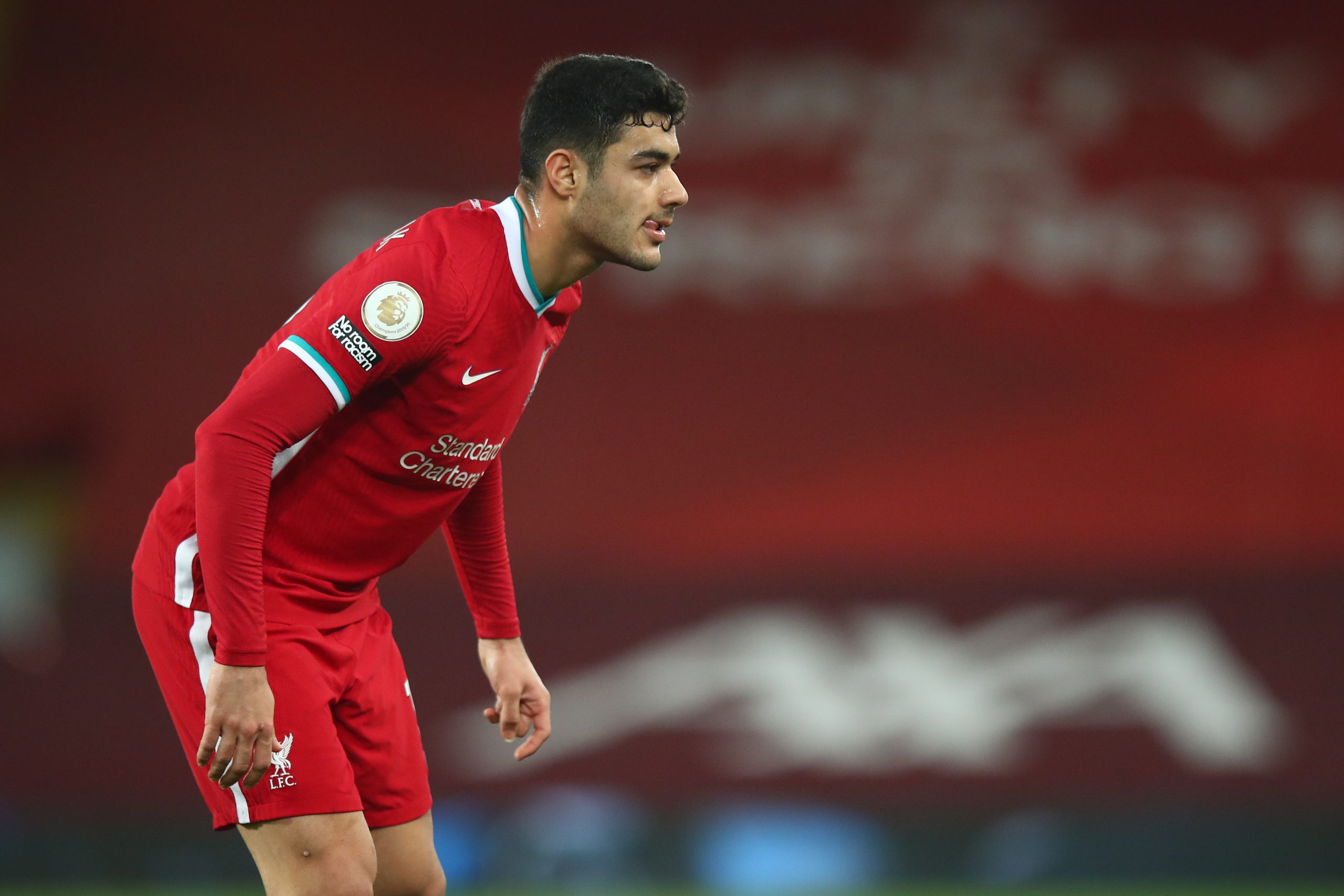 LIVERPOOL, ENGLAND - FEBRUARY 20: Ozan Kabak of Liverpool during the Premier League match between Liverpool and Everton at Anfield on February 20, 2021 in Liverpool, United Kingdom.