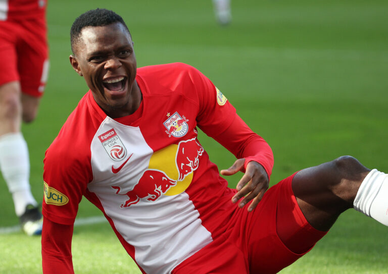 SALZBURG, AUSTRIA - APRIL 4: Patson Daka of Salzburg during the tipico Bundesliga match between FC Red Bull Salzburg and SK Puntigamer Sturm Graz at Red Bull Arena on April 4, 2021 in Salzburg, Austria.