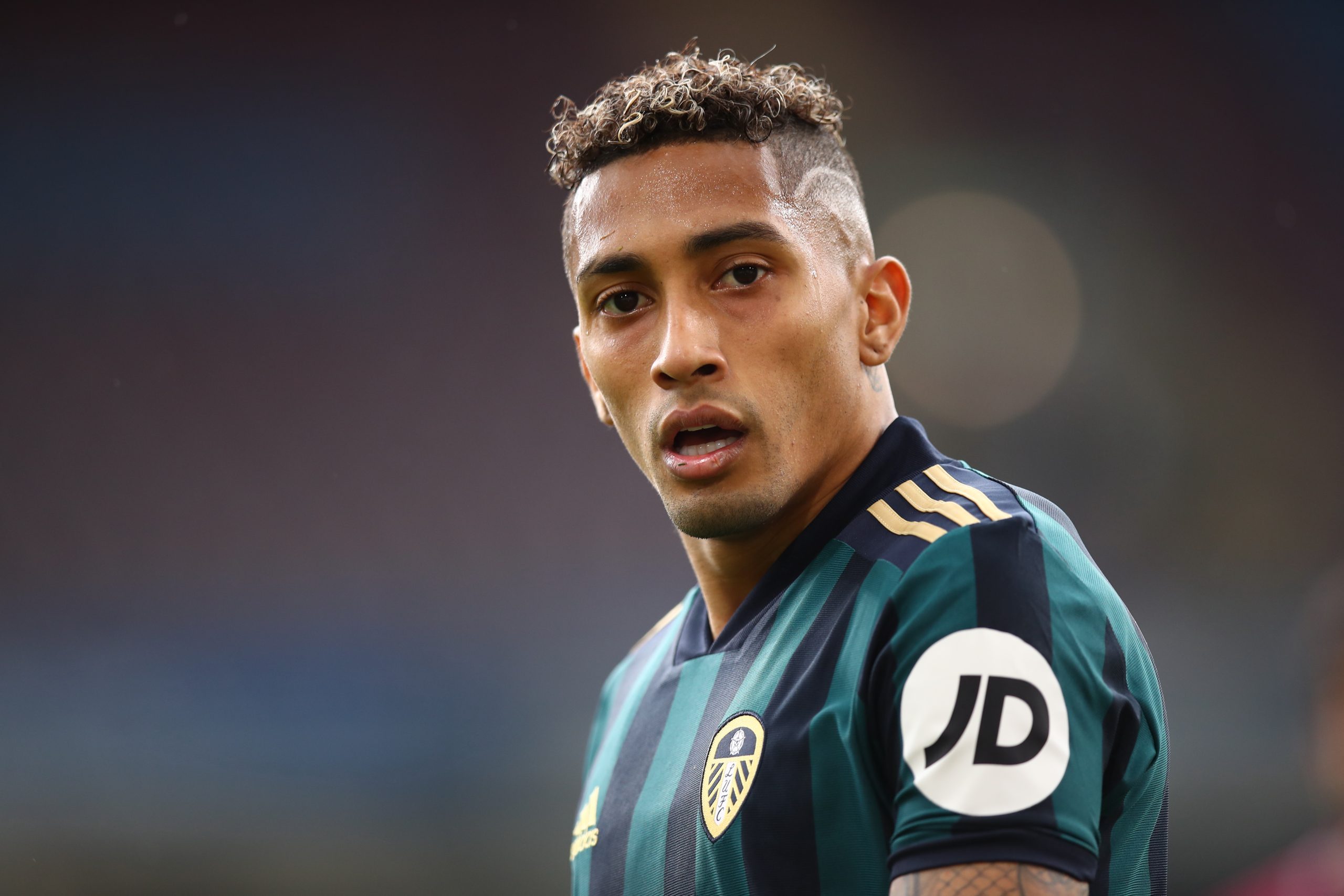Raphinha of Leeds United during the Premier League match between Burnley and Leeds United at Turf Moor on May 15, 2021 in Burnley, United Kingdom.