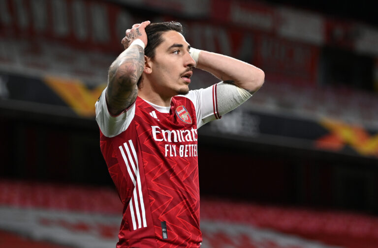 LONDON, ENGLAND - MAY 06: Hector Bellerin of Arsenal during the UEFA Europa League Semi-final Second Leg match between Arsenal and Villareal CF at Emirates Stadium on May 06, 2021 in London, England.