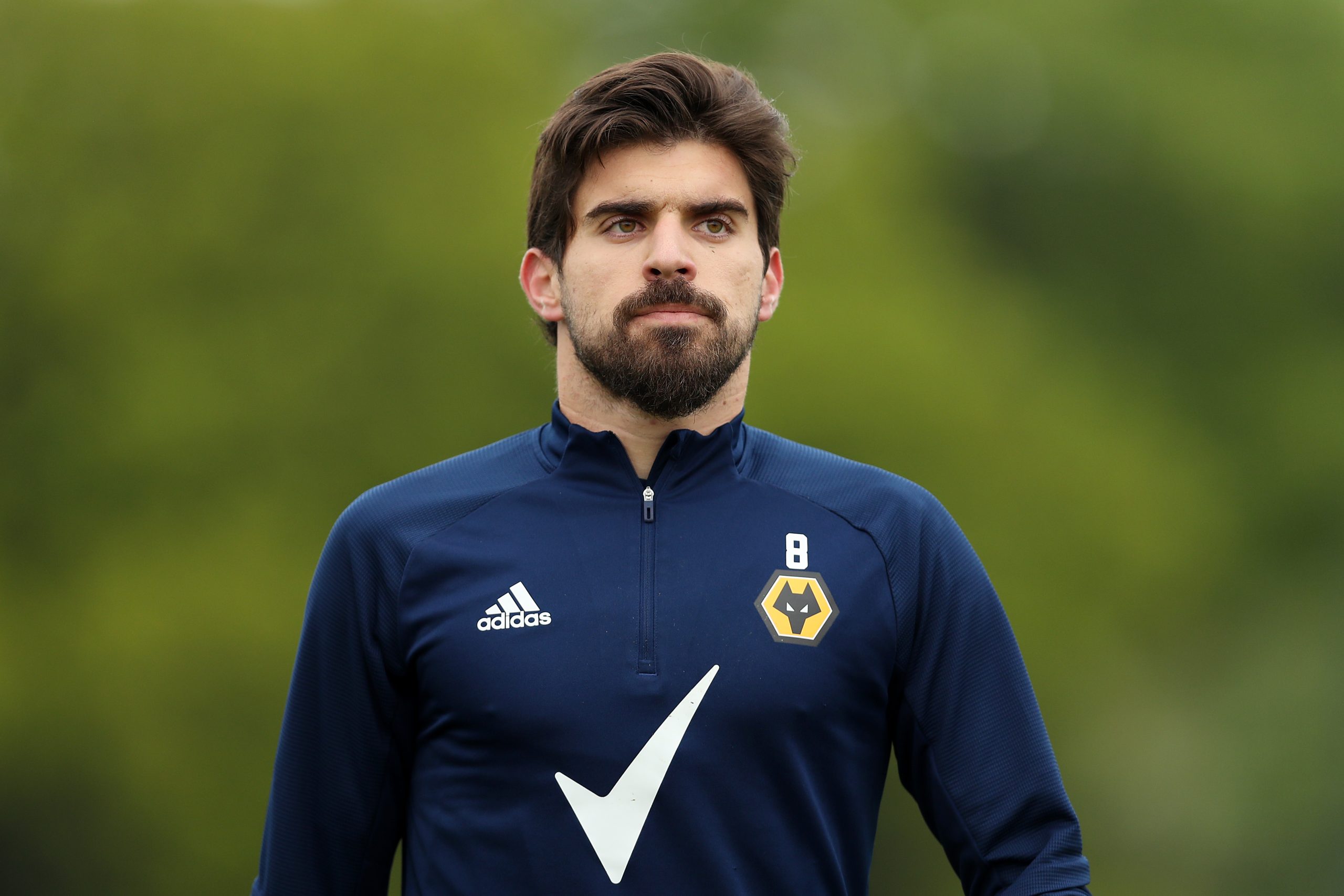 WOLVERHAMPTON, ENGLAND - MAY 14: Ruben Neves of Wolverhampton Wanderers looks on during a Wolverhampton Wanderers Training Session at Sir Jack Hayward Training Ground on May 14, 2021 in Wolverhampton, England.