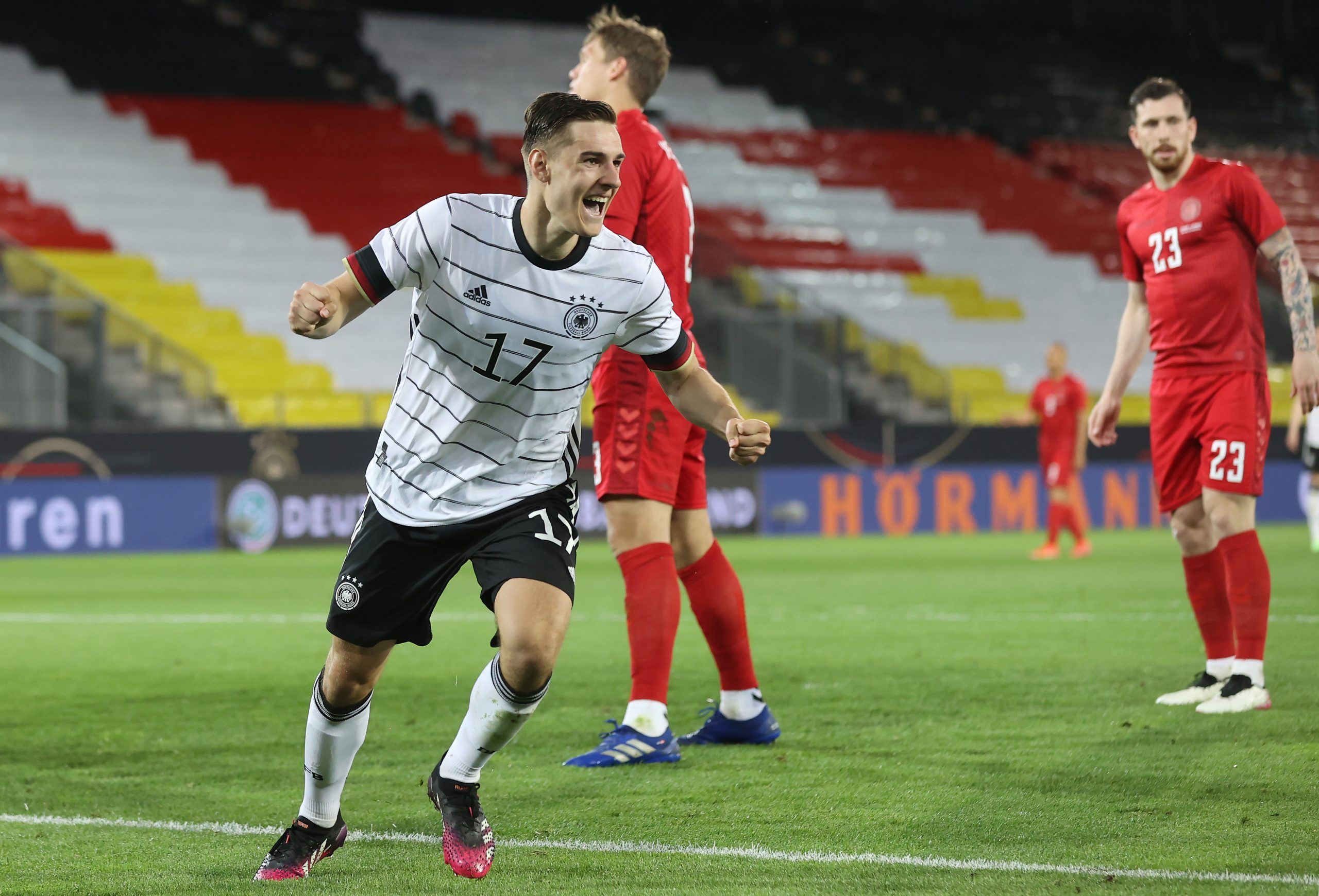 INNSBRUCK, AUSTRIA - JUNE 02: Florian Neuhaus of Germany celebrates after scoring their side's first goal during the international friendly match between Germany and Denmark at Tivoli Stadion on June 02, 2021 in Innsbruck, Austria.