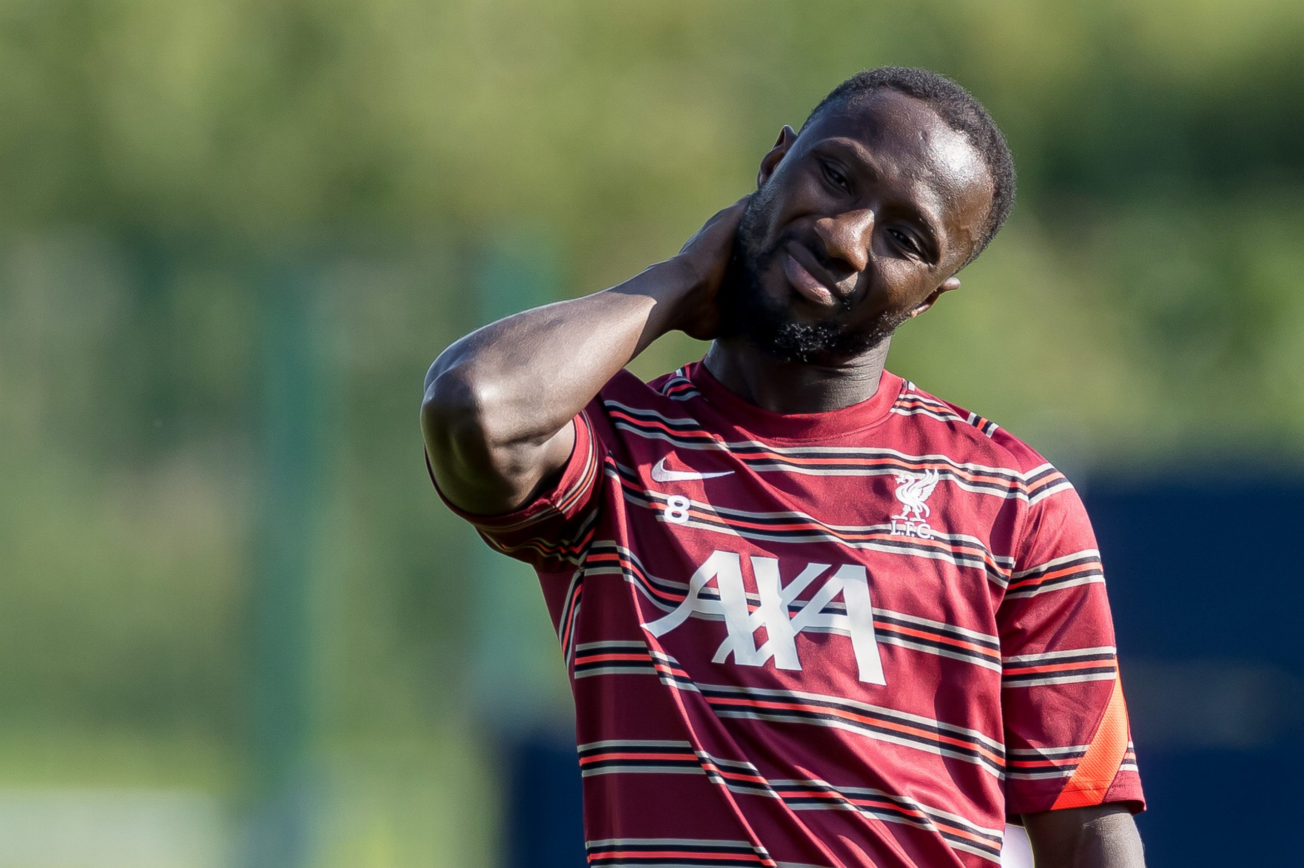 GROEDIG, AUSTRIA - JULY 23: (BILD ZEITUNG OUT) Naby Keita of Liverpool FC looks on during the Pre-Season Friendly Match between FC Liverpool and 1. FC Mainz 05 at DAS.GOLDBERG Stadion on July 23, 2021 in Groedig, Austria. (Photo by Roland Krivec/DeFodi Images via Getty Images)