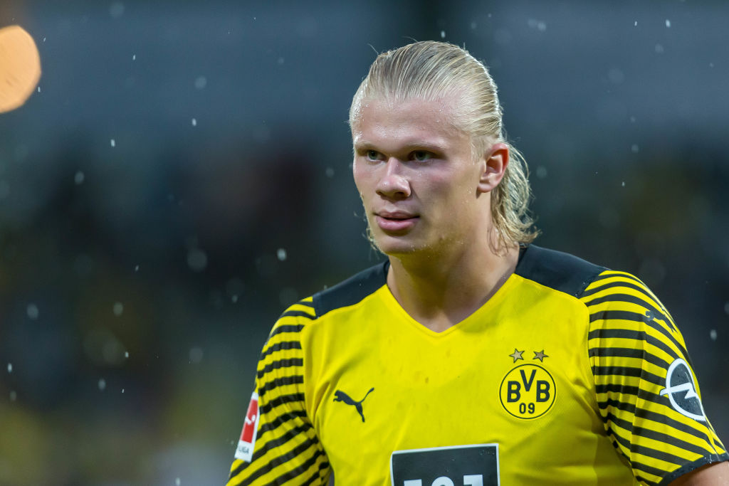 ALTACH, AUSTRIA - JULY 30: (BILD ZEITUNG OUT) Erling Haaland of Borussia Dortmund Looks on during the Preseason Friendly Match between Borussia Dortmund and FC Bologna at CASHPOINT Arena on July 30, 2021 in Altach, Austria. (Photo by Harry Langer/DeFodi Images via Getty Images)
