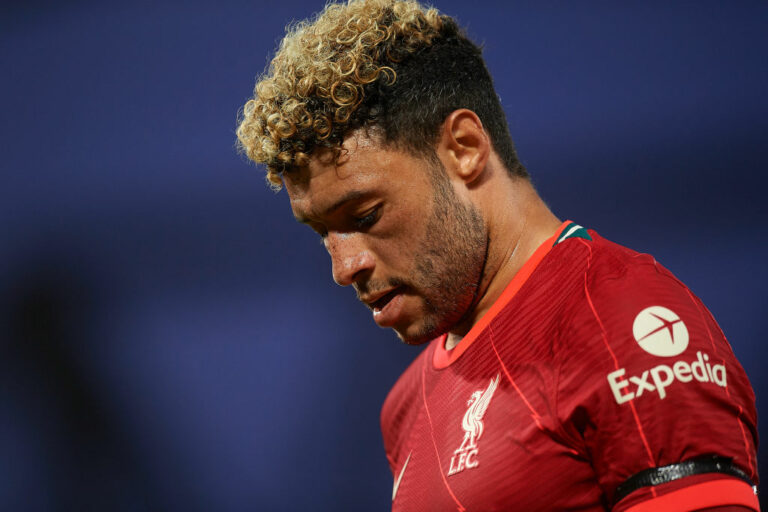Alex Oxlade-Chamberlain of Liverpool during the pre-season friendly match between Liverpool FC and CA Osasuna at Anfield on August 9, 2021 in Liverpool, England. (Photo by Jose Breton/Pics Action/NurPhoto via Getty Images)