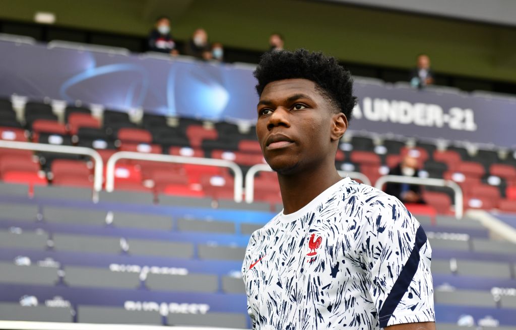 BUDAPEST, HUNGARY - MAY 31: Aurelien Tchouameni of France during the 2021 UEFA European Under-21 Championship Quarter-finals match between Netherlands and France at Bozsik Stadion on May 31, 2021 in Budapest, Hungary. (Photo by Chris Ricco - UEFA/UEFA via Getty Images)