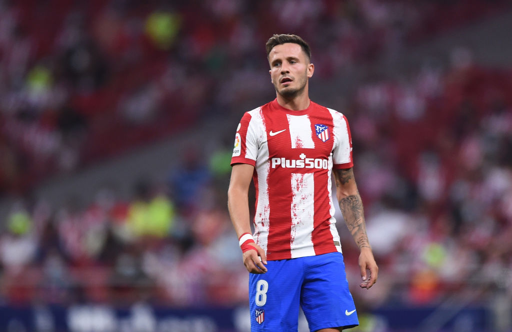 MADRID, SPAIN - AUGUST 22: Saul Niguez of Atletico de Madrid reacts during the La Liga Santander match between Club Atletico de Madrid and Elche CF at Estadio Wanda Metropolitano on August 22, 2021 in Madrid, Spain. (Photo by Denis Doyle/Getty Images)