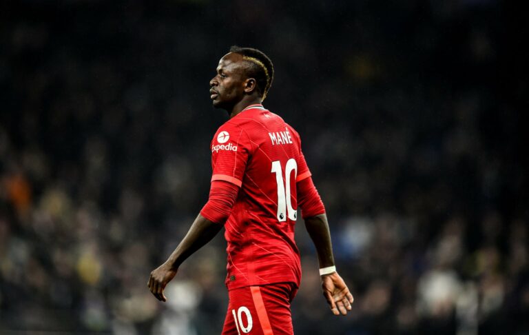LIVERPOOL, ENGLAND - DECEMBER 16: (THE SUN OUT, THE SUN ON SUNDAY OUT) Sadio Mane of Liverpool during the Premier League match between Liverpool and Newcastle United at Anfield on December 16, 2021 in Liverpool, England. (Photo by Andrew Powell/Liverpool FC via Getty Images)