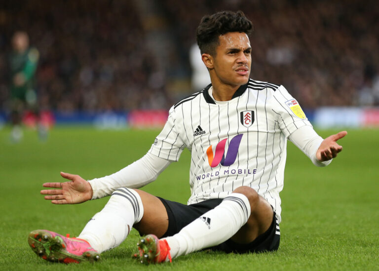 LONDON, ENGLAND - NOVEMBER 20: Fabio Carvalho of Fulham reacts during the Sky Bet Championship match between Fulham and Barnsley at Craven Cottage on November 20, 2021 in London, England. (Photo by Jacques Feeney/Getty Images)