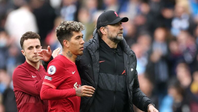 Roberto Firmino and Jurgen Klopp