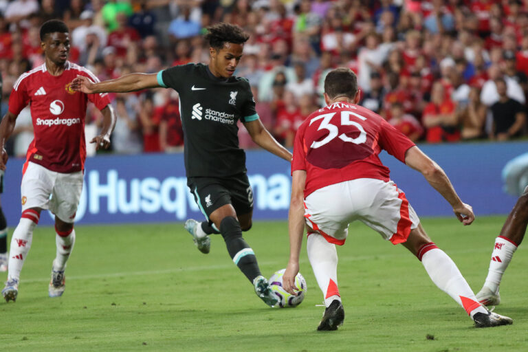 COLUMBIA, SC - AUGUST 03: Liverpool midfielder Fabio Carvalho (28) during a soccer match between Manchester United, ManU