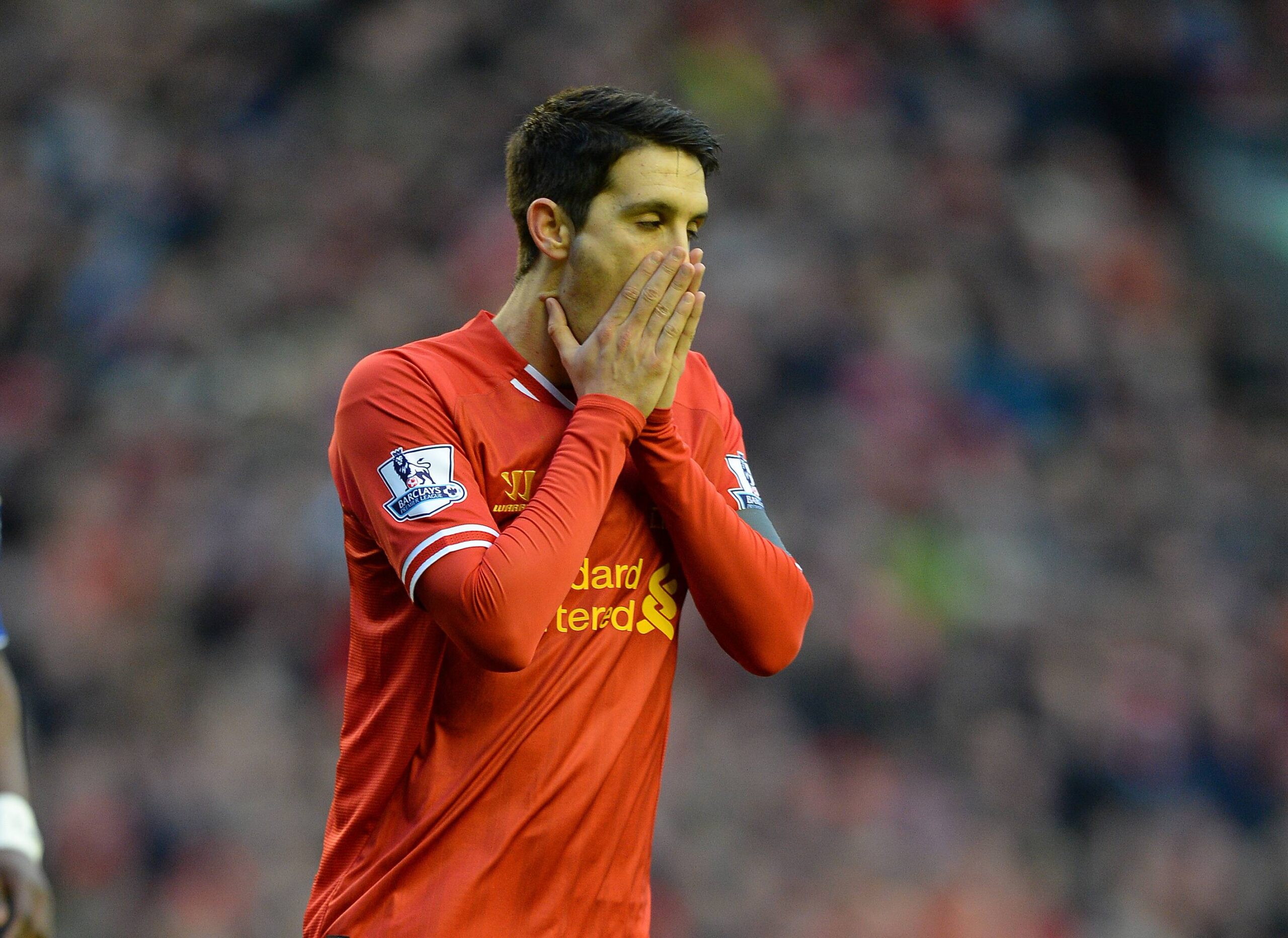 Luis Alberto of Liverpool reacts after missing a chance to score The FA Cup with Budweiser 3rd Rou
