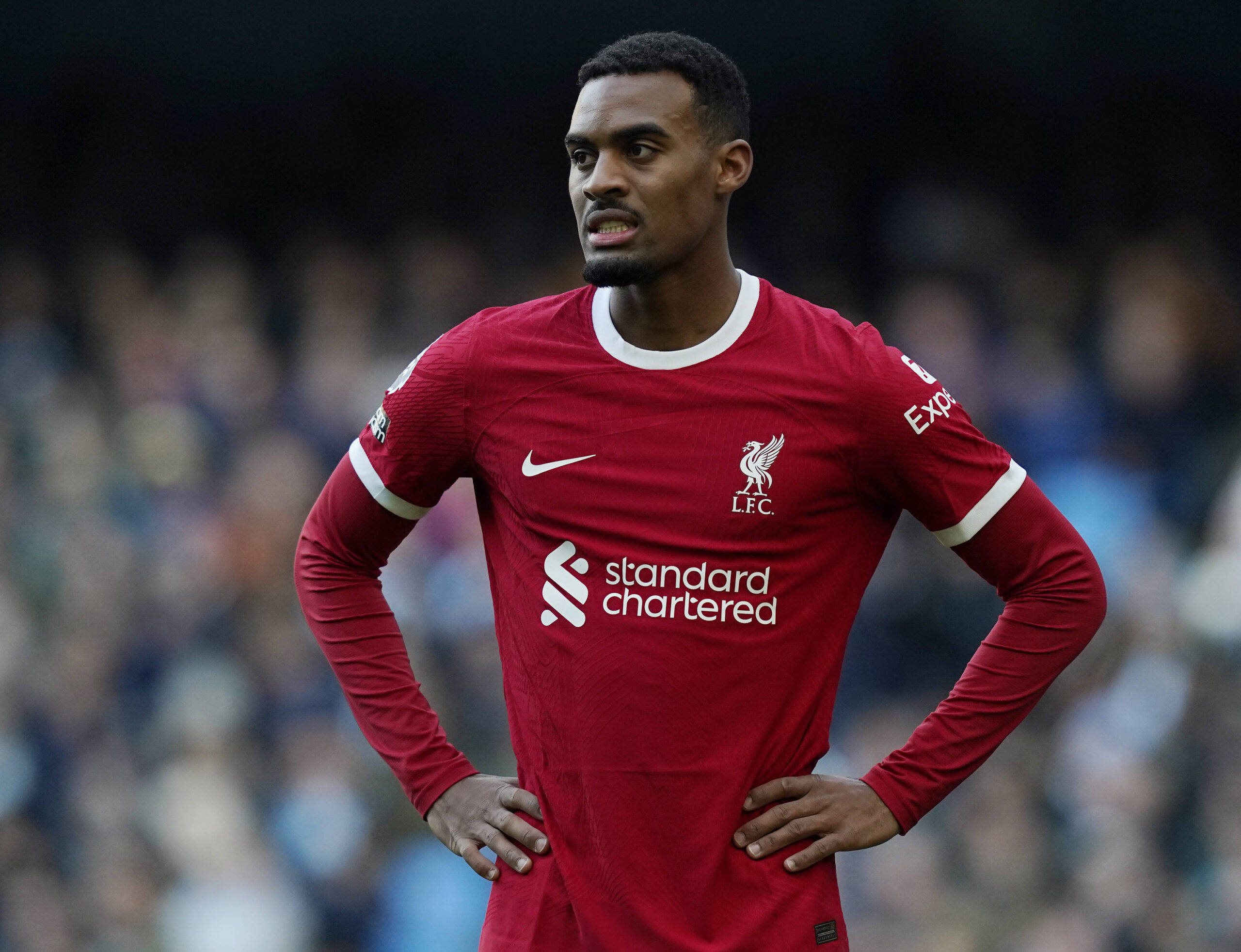 MANCHESTER, ENGLAND, 25th November 2023. Ryan Gravenberch of Liverpool during the Premier League match at the Etihad Sta