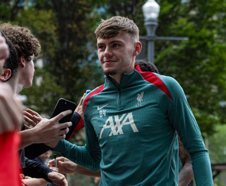 Football - Pre-Season - Liverpool in Pittsburgh PITTSBURGH - Tuesday, July 23, 2024: Liverpool s Conor Bradley returns t