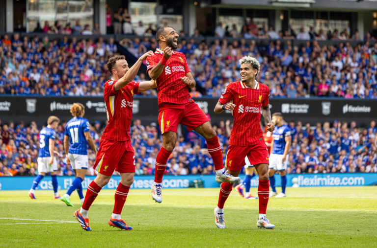 Football - FA Premier League - Ipswich Town FC v Liverpool FC IPSWICH, ENGLAND - Saturday, August 17, 2024: Liverpool s
