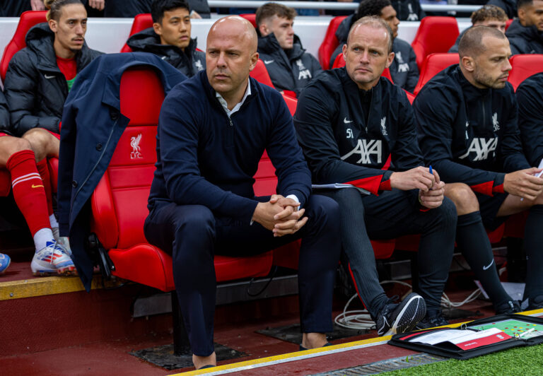 Football - FA Premier League - Liverpool FC v Brentford FC LIVERPOOL, ENGLAND - Sunday, August 25, 2024: Liverpool s hea