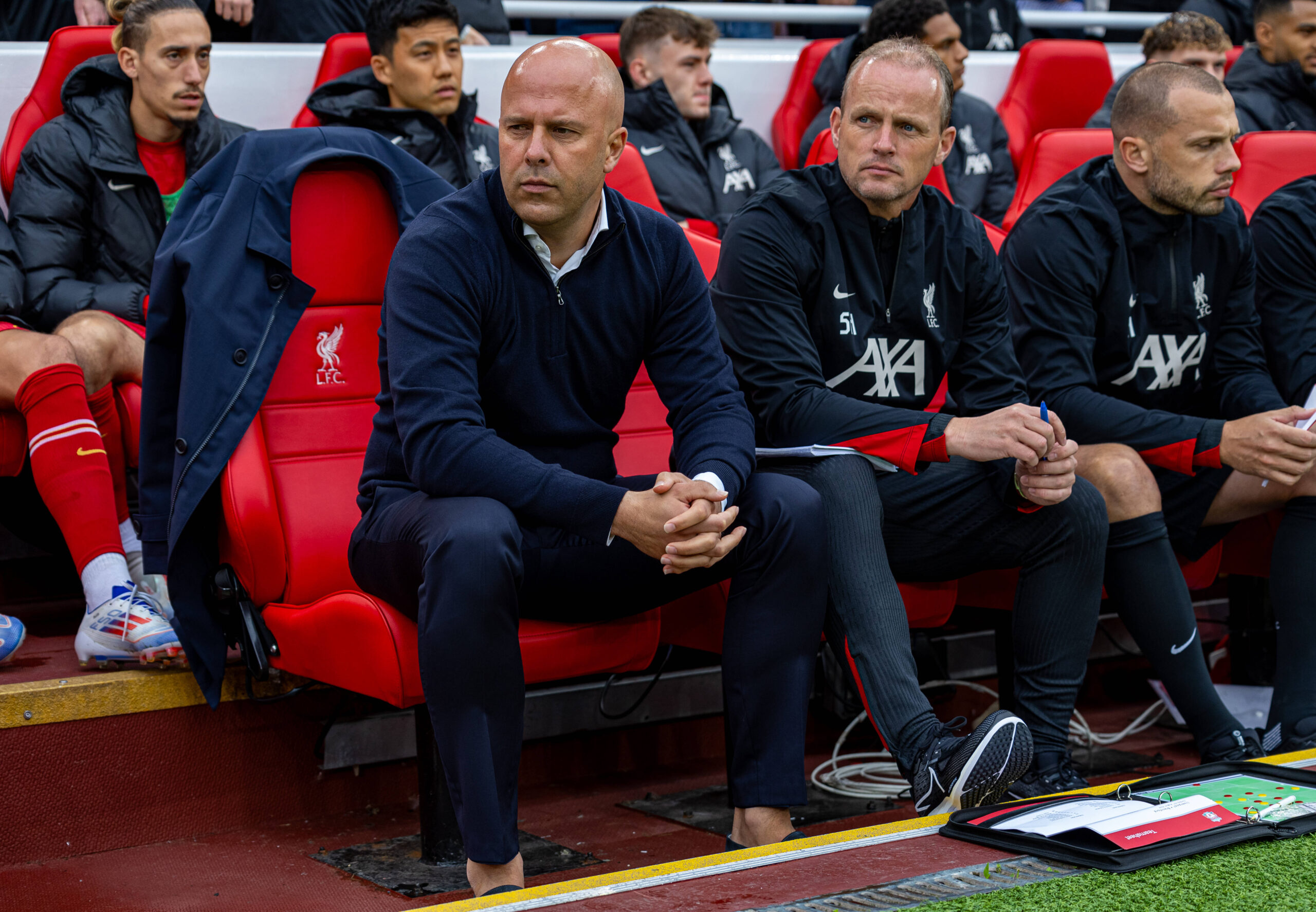 Football - FA Premier League - Liverpool FC v Brentford FC LIVERPOOL, ENGLAND - Sunday, August 25, 2024: Liverpool s hea