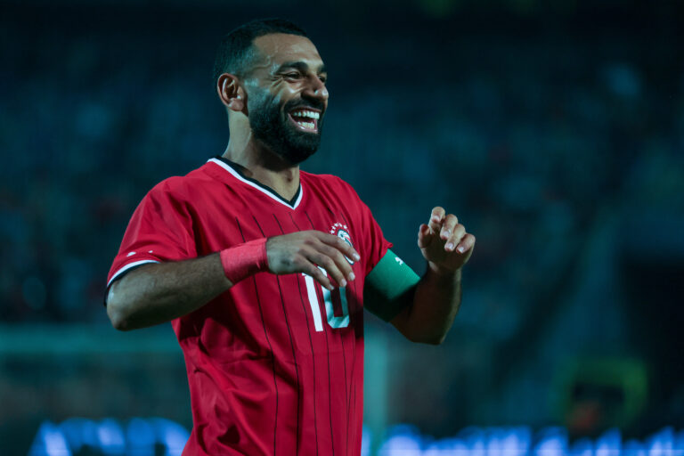 Sport Bilder des Tages Egypt. Cairo - 6 September 2024 - Mohamed Salah of Egypt celebrates during the Africa Cup of Nati