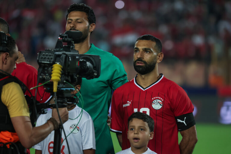Egypt. Cairo - 6 September 2024 - Mohamed El Shenawy, Mohamed Salah of Egypt during the Africa Cup of Nations qualificat
