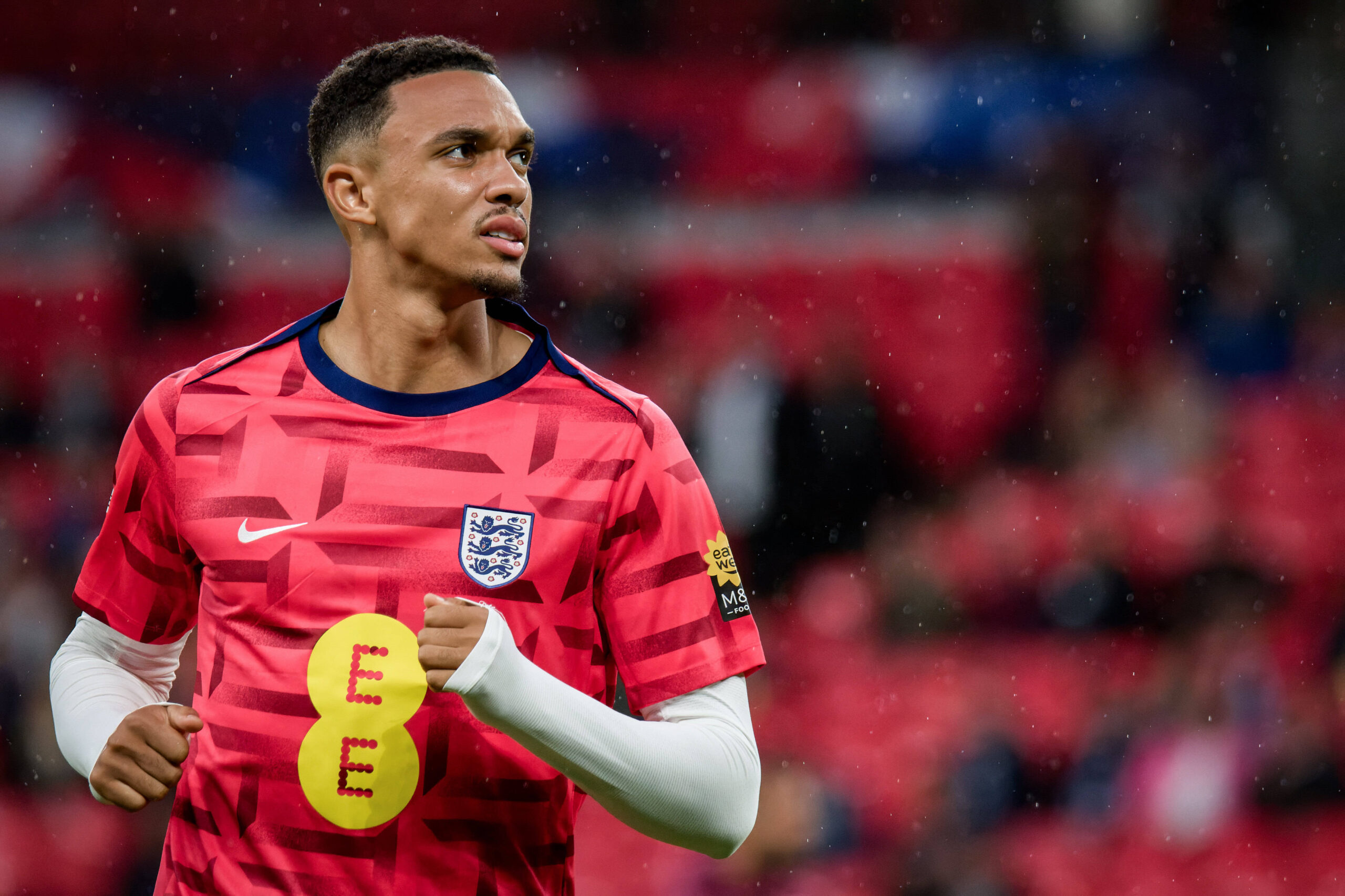 London, England, September 10 2024: Trent Alexander-Arnold (2 England) warming up before the UEFA Nations League game be
