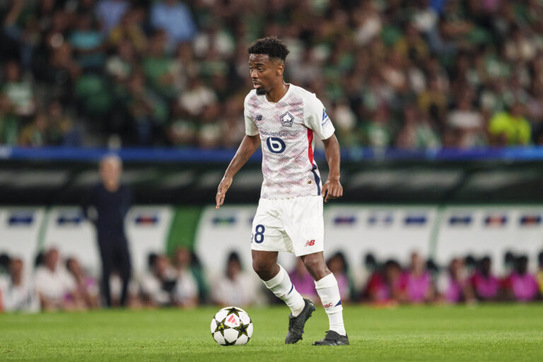 Angel Gomes of Lille controls the ball during the UEFA Champions League football match between Sporting CP and Lille at