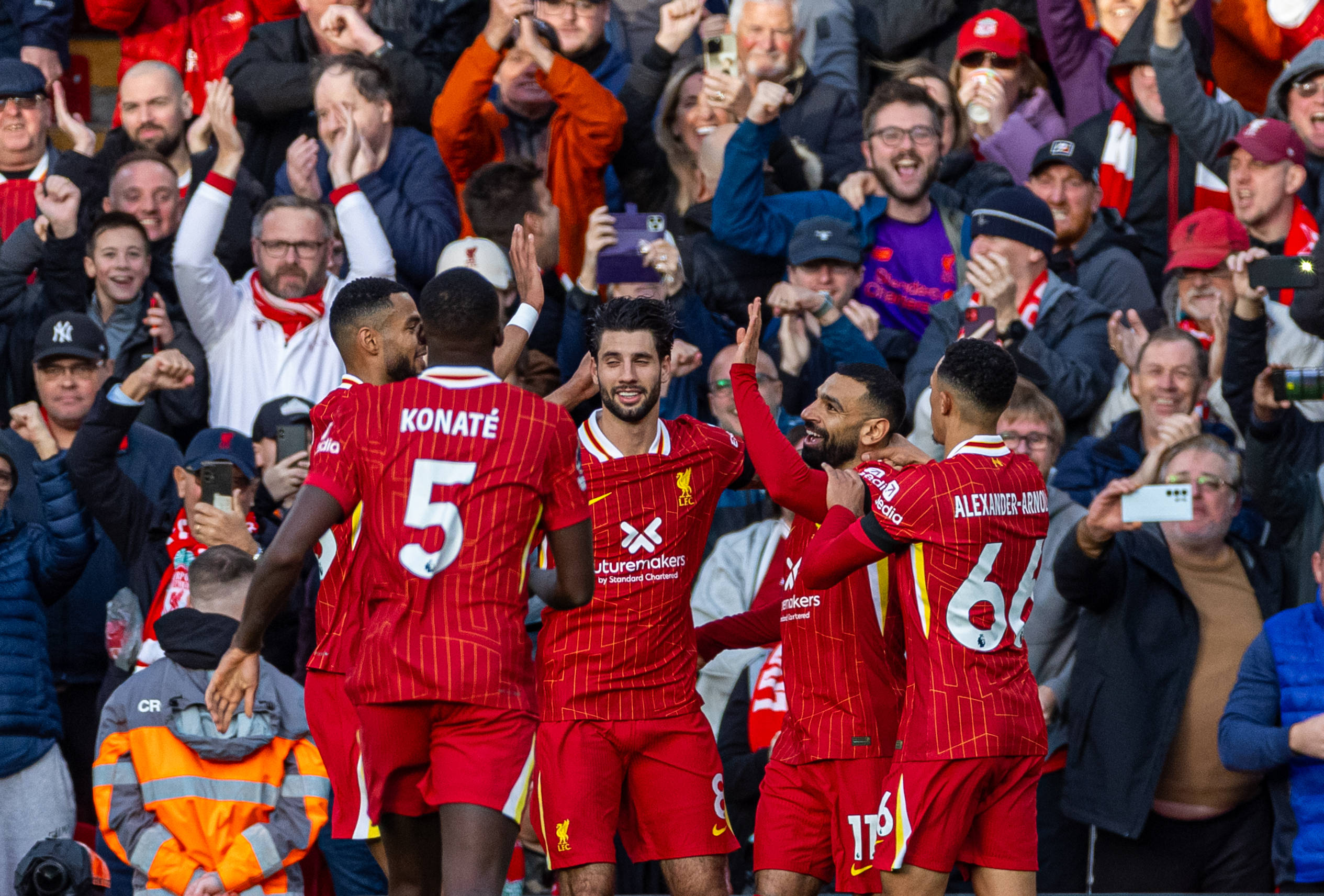Football - FA Premier League - Liverpool FC v Chelsea FC LIVERPOOL, ENGLAND - Saturday, October 19, 2024: Liverpool s Mo