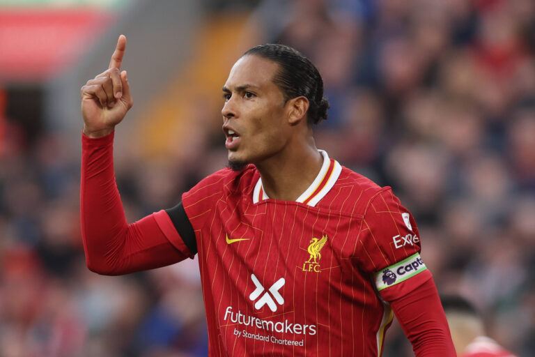 Football - 2024 / 2025 Premier League - Liverpool v Chelsea - Anfield - Sunday 20th October 2024 Virgil van Dijk of Live