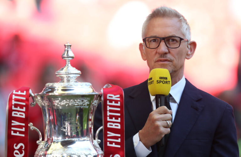 Manchester City v Liverpool: The Emirates FA Cup Semi-Final LONDON, ENGLAND - APRIL 16: Gary Lineker working for the BBC