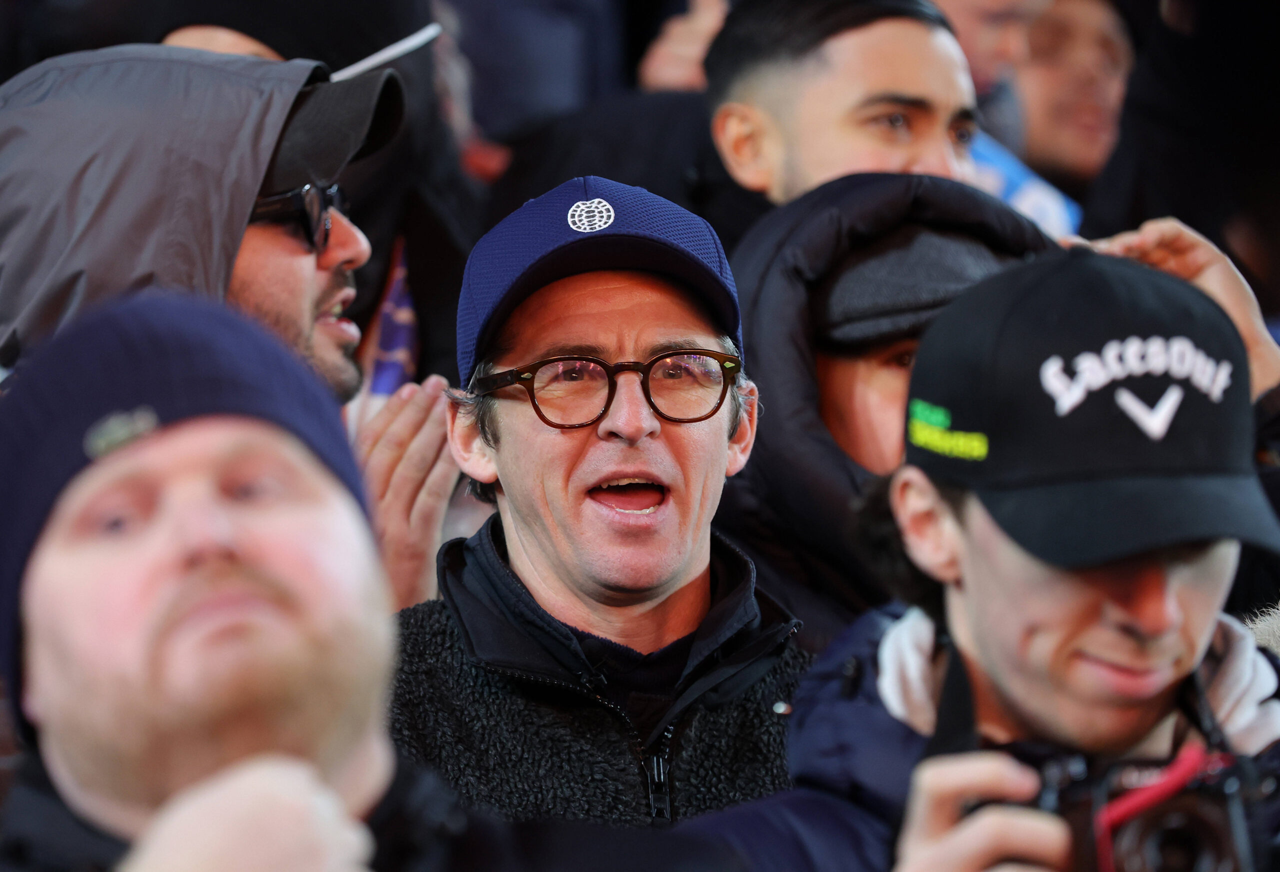 Brighton and Hove, England, 14th December 2023. Joey Barton is seen watching from the stands with the Marseille fans dur