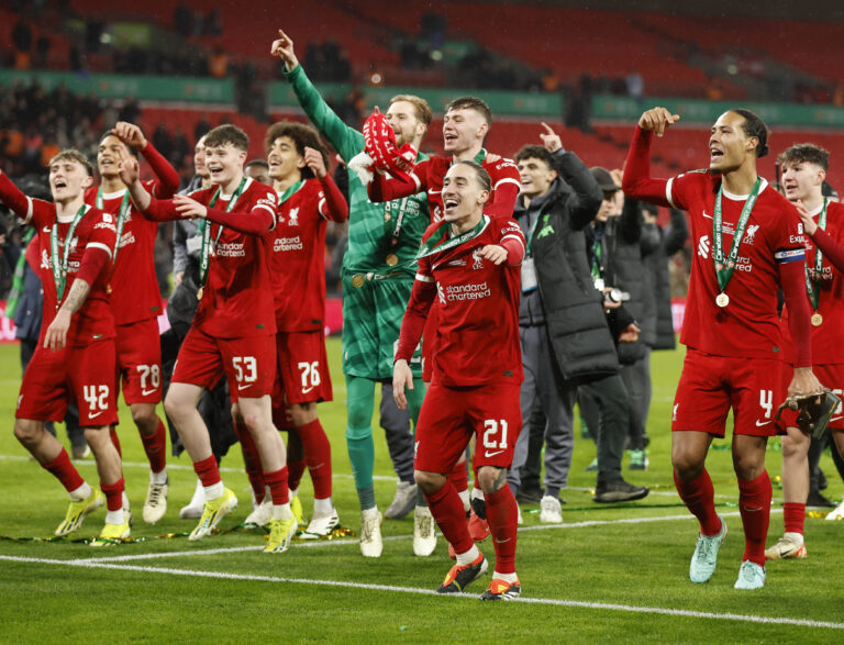Chelsea v Liverpool - Carabao Cup Final Liverpool players including Caoimhin Kelleher, Kostas Tsimikas, Virgil van Dijk