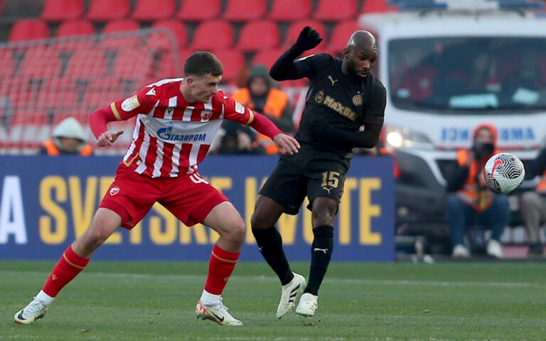 22.02,2025 Belgrade(Serbia) FK Crvena Zvezda(FC Red Star)-FK Partizan Super Liga men s football Veljko Milosavljevic(L)