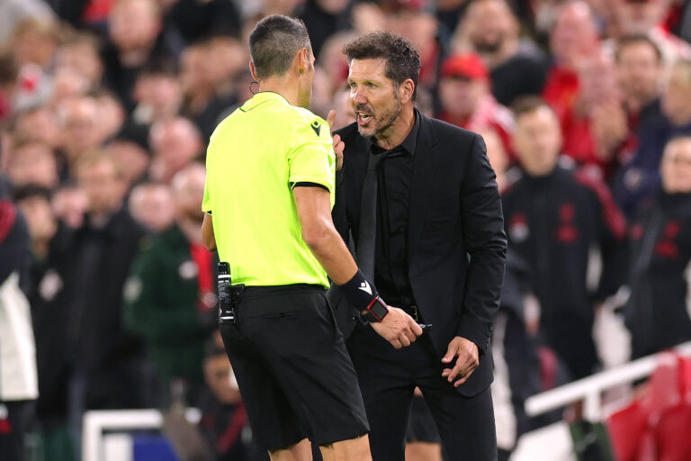 Diego Simeone was shown a straight red after a clash with Liverpool fans (Credits: Imago Images)