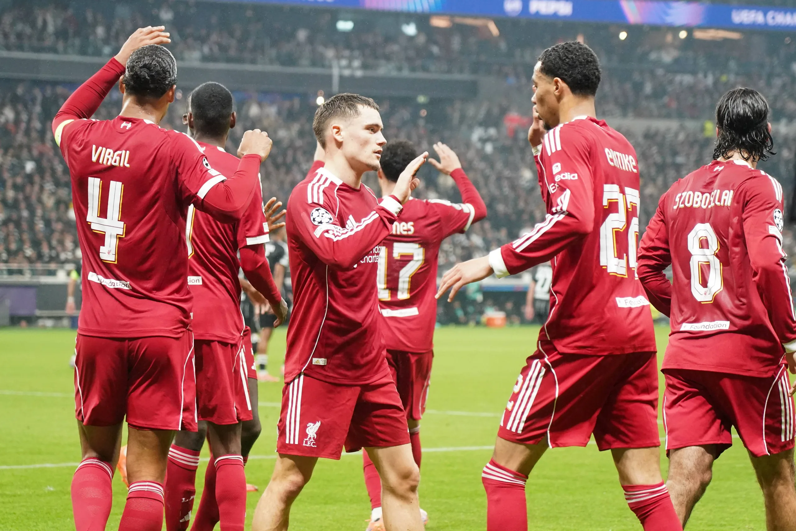 Frankfurt 22.10.2025: Eintracht Frankfurt vs. FC Liverpool, Deutsche Bank Park, UEFA Champions League
